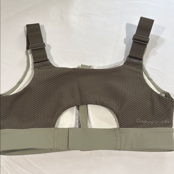 Outdoor Voices Powerhouse Green Sports Bra with Wide Straps and Zipper S/M-Cup - Picture 2 of 5